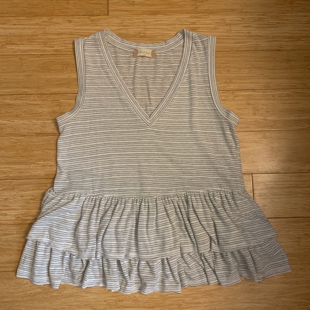 Altar’d State Striped Peplum Sleeveless Top, XS